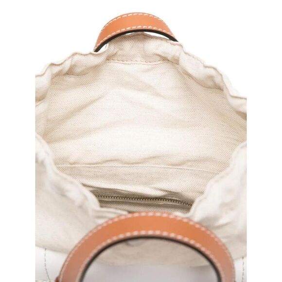 CUBA LAB Woven Straw Tote Bag with Leather Trim Women WHITE Handbags - Picture 5 of 5